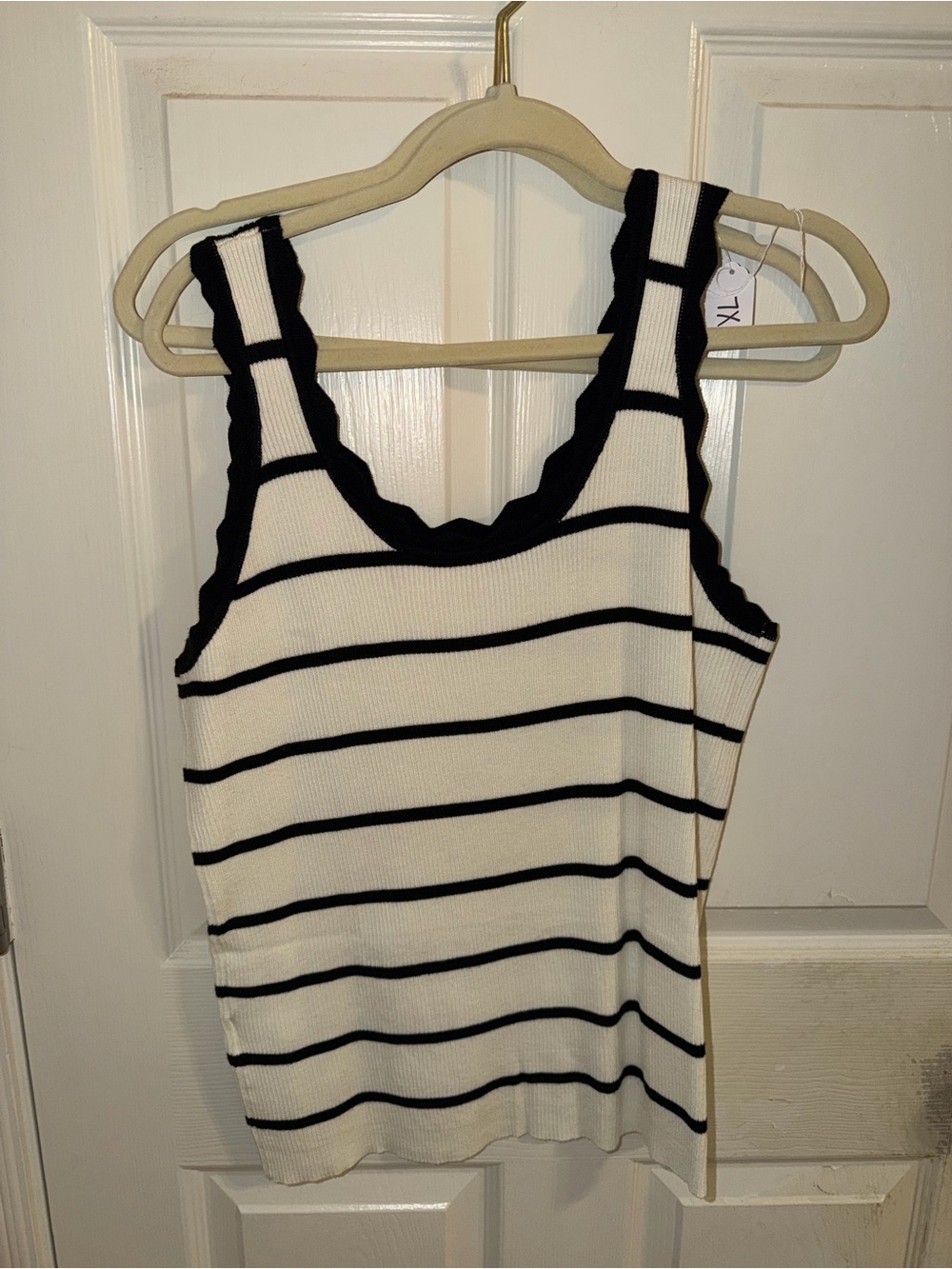Striped Black & White Sleeveless Knit Tank Top